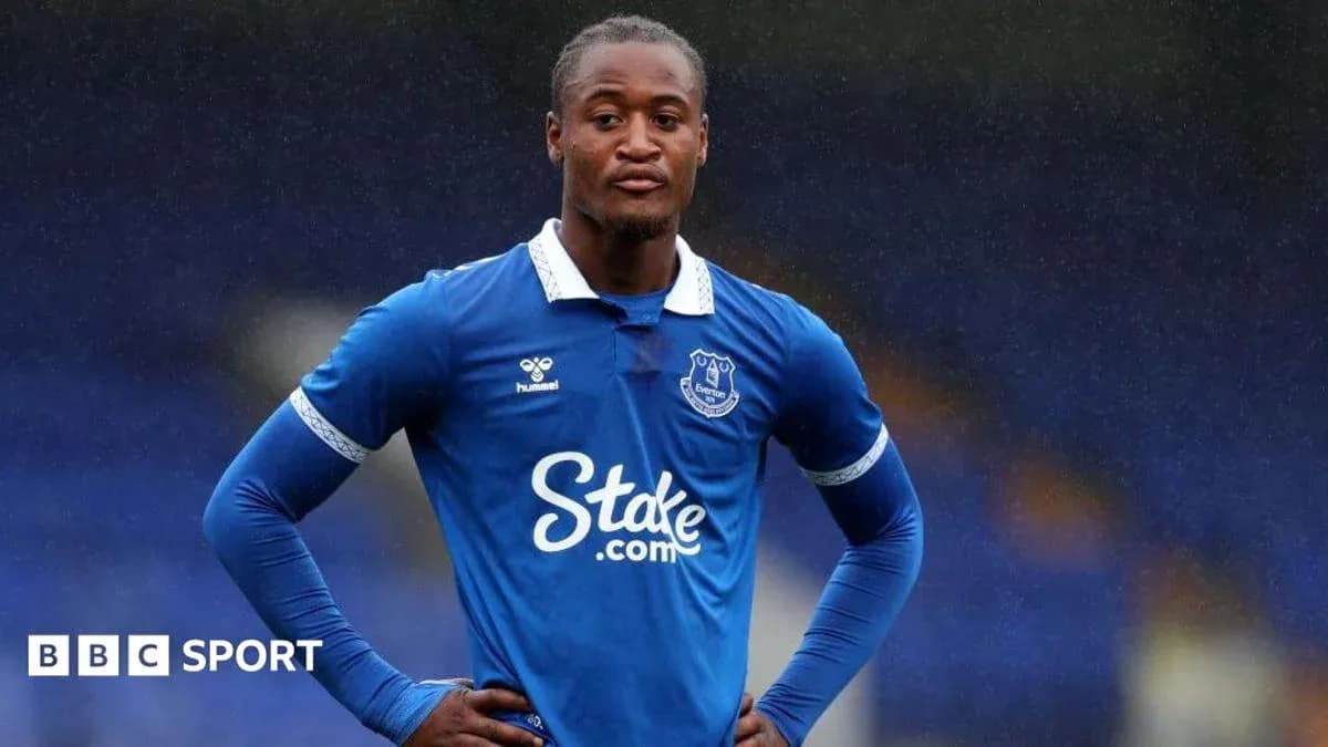 Everton player posing in blue kit during match Everton player posing in blue kit during match