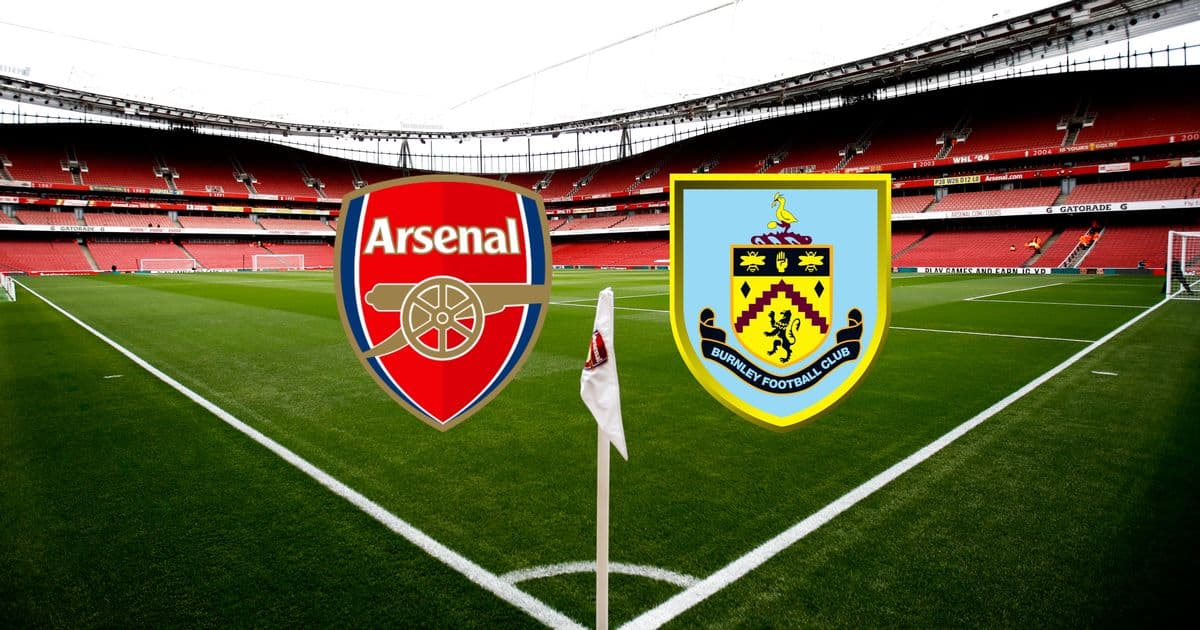 Arsenal and Burnley logos on the pitch Arsenal and Burnley logos on the pitch