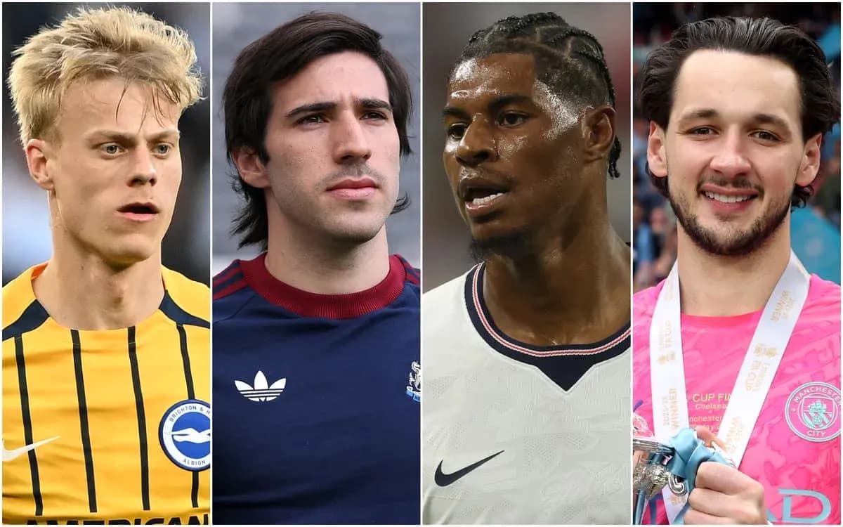 Four football players posing in various outfits Four football players posing in various outfits