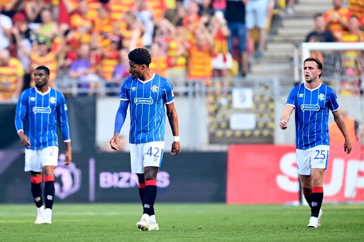 Rangers players walking during UEFA Europa League match Rangers players walking during UEFA Europa League match