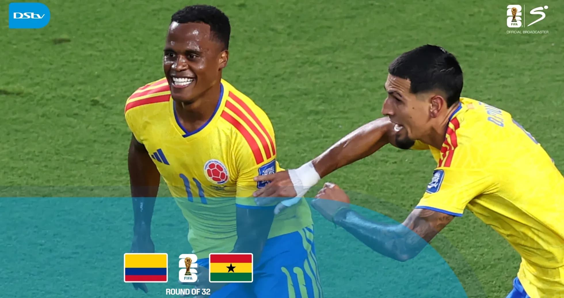 Colombian players celebrating during FIFA match Colombian players celebrating during FIFA match
