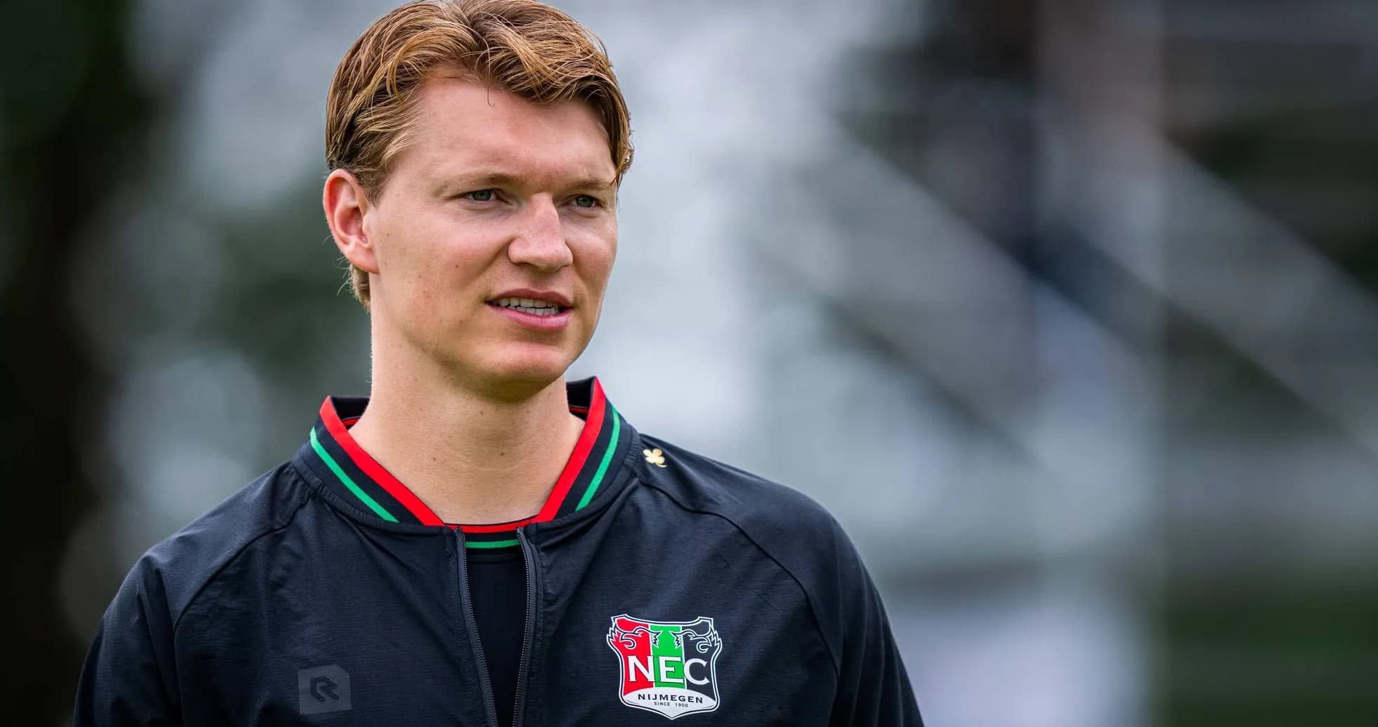 Player wearing NEC Nijmegen jacket during training session Player wearing NEC Nijmegen jacket during training session