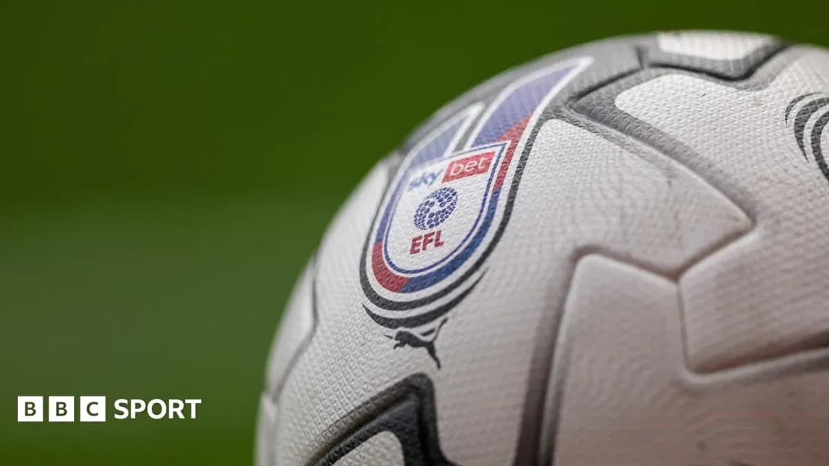 Close-up of EFL football with logo detail Close-up of EFL football with logo detail