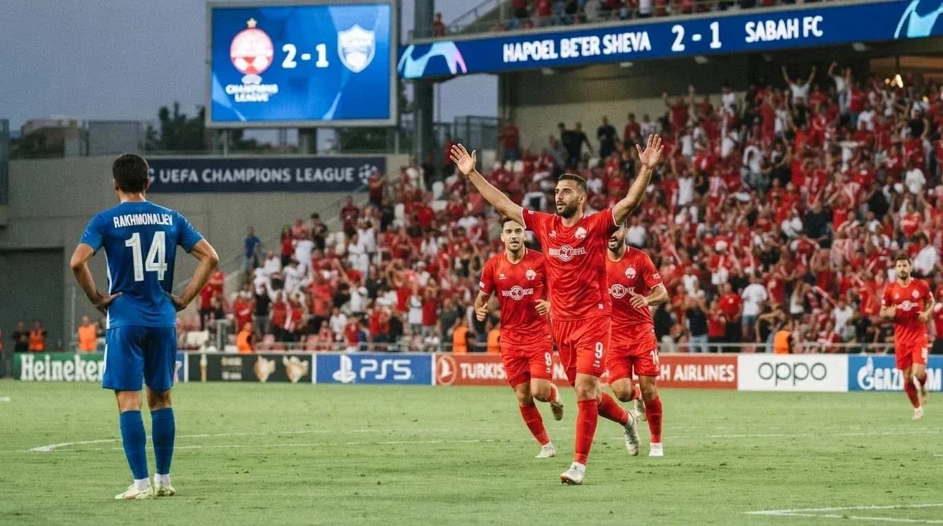Hapoel Beer Sheva players celebrating a goal Hapoel Beer Sheva players celebrating a goal