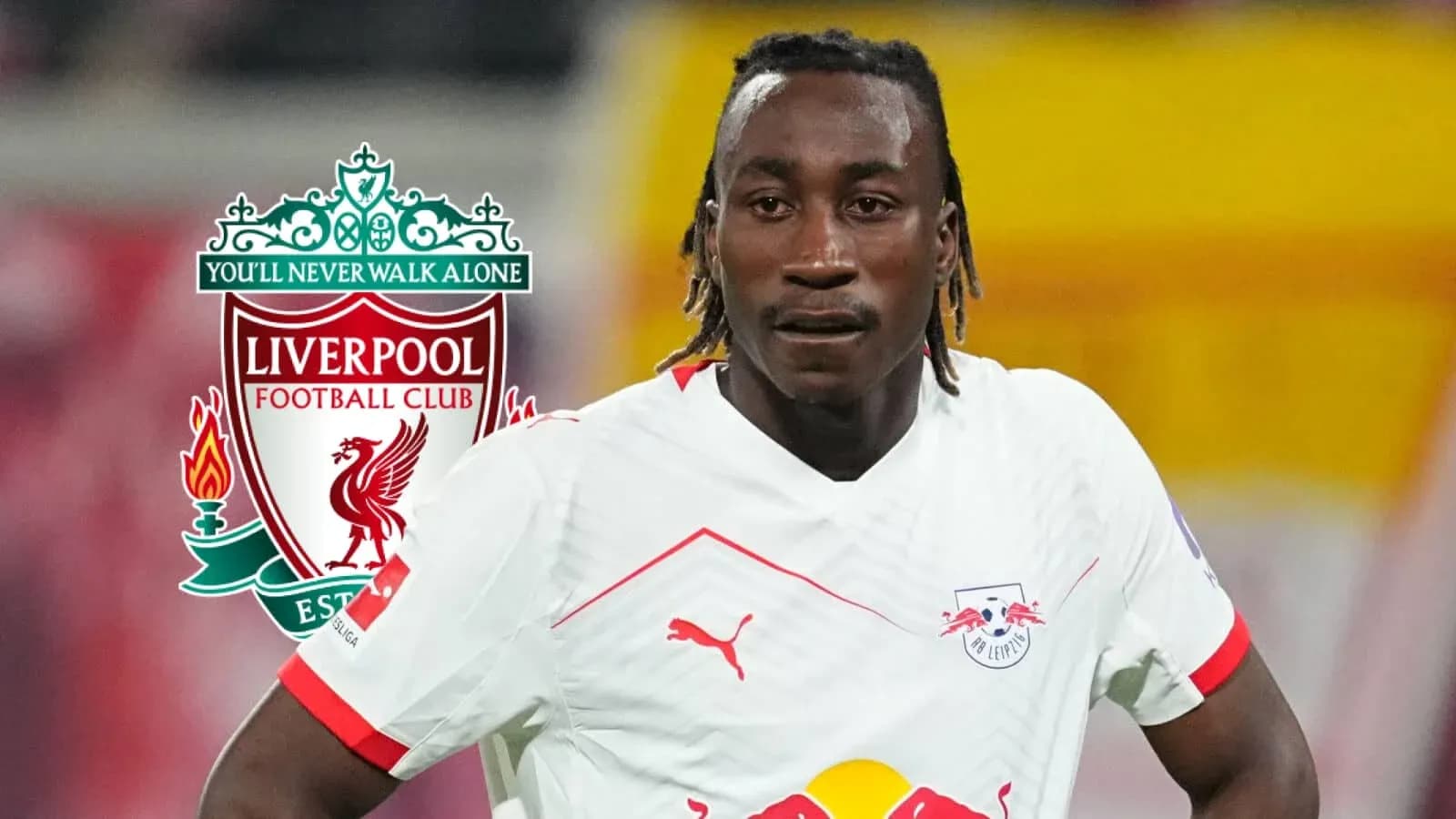 Player in RB Leipzig jersey with Liverpool logo Player in RB Leipzig jersey with Liverpool logo