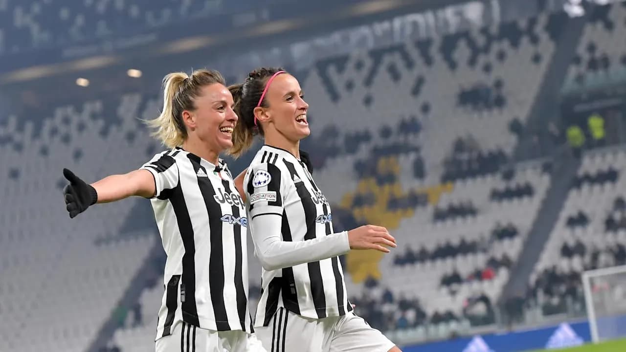 Juventus players celebrating during Champions League match Juventus players celebrating during Champions League match