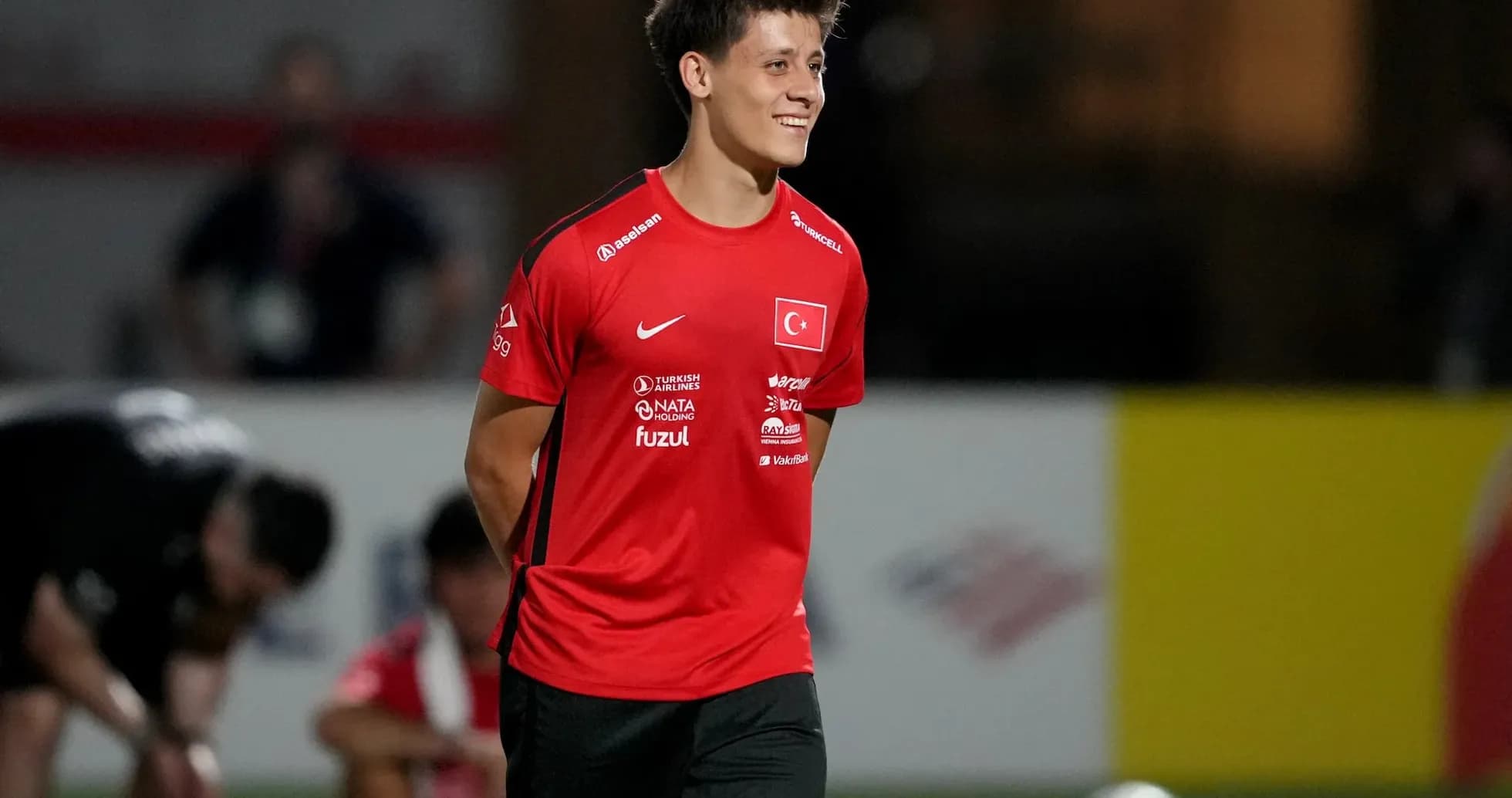 Turkish player smiling during training session Turkish player smiling during training session