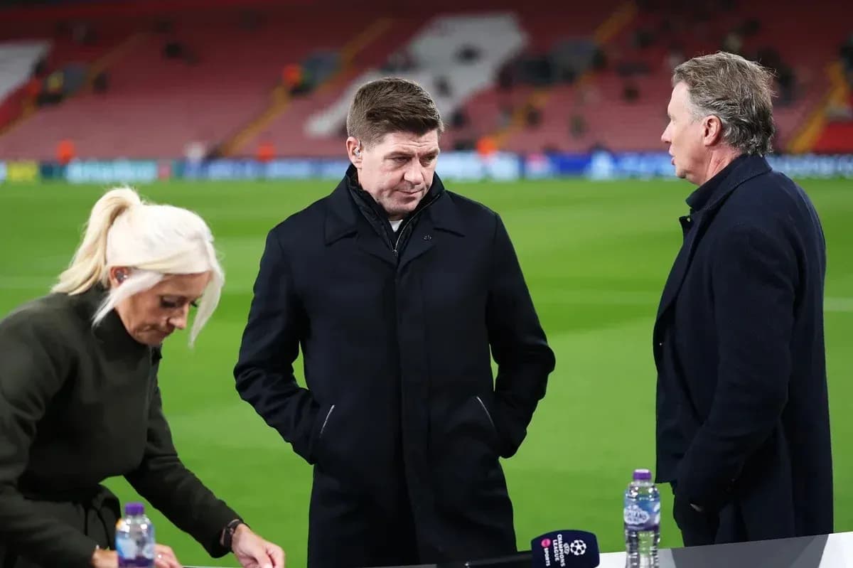 Three analysts discussing on the pitch after match Three analysts discussing on the pitch after match
