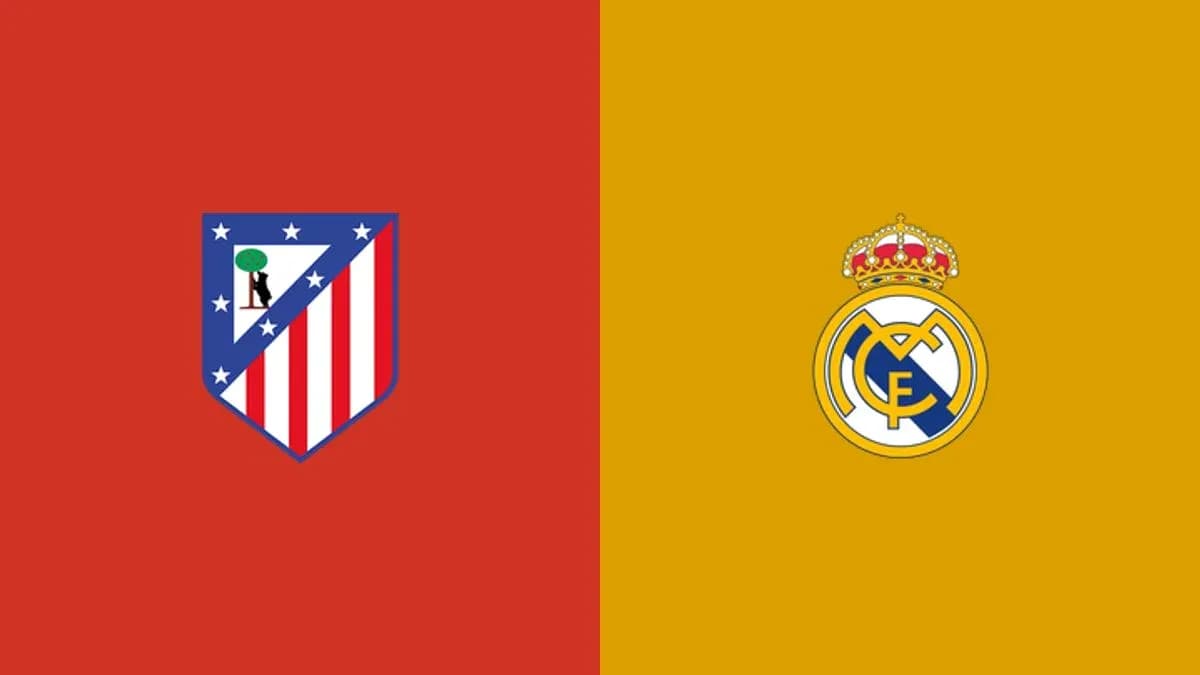 Atletico Madrid and Real Madrid team logos Atletico Madrid and Real Madrid team logos