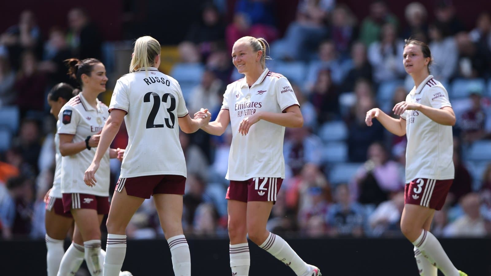 Arsenal women celebrating a goal during match Arsenal women celebrating a goal during match