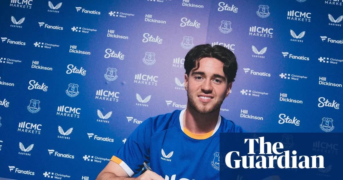 Player signing contract at Everton FC announcement event Player signing contract at Everton FC announcement event