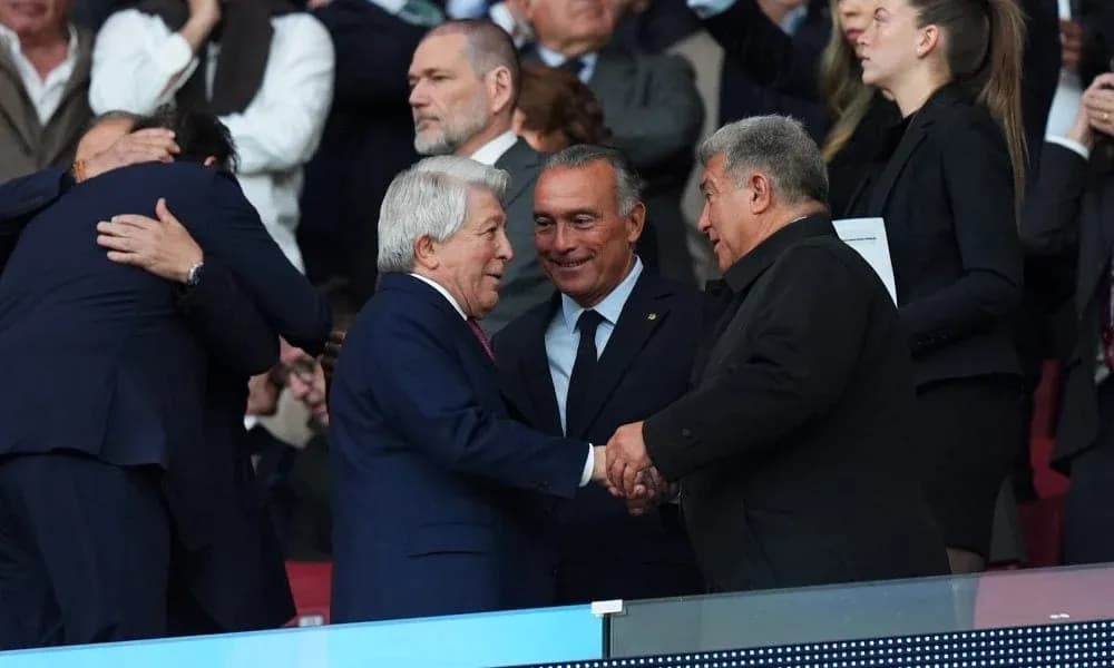 Officials greeting each other in the stands Officials greeting each other in the stands