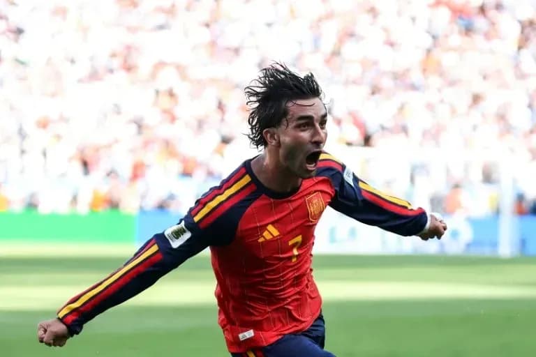 Player celebrating a goal for Spain during match Player celebrating a goal for Spain during match