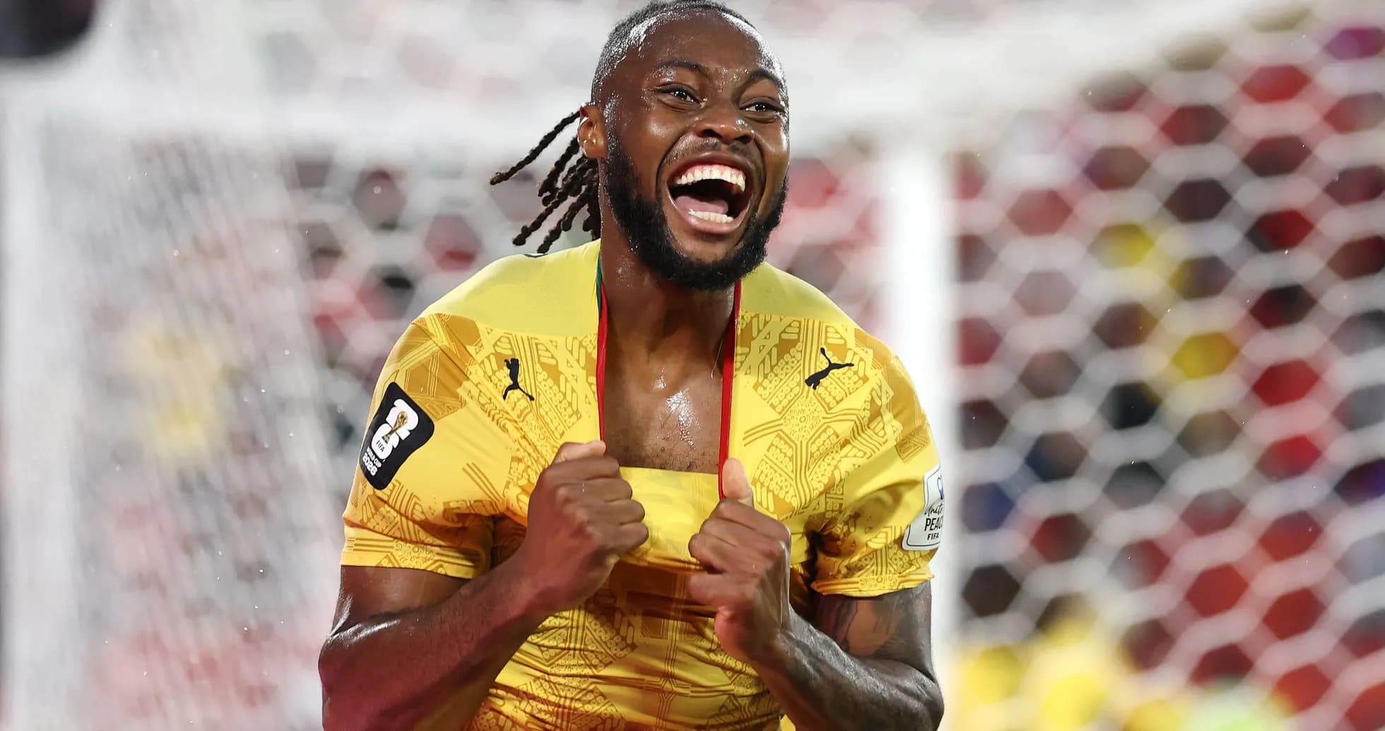Player celebrating after scoring a goal Player celebrating after scoring a goal