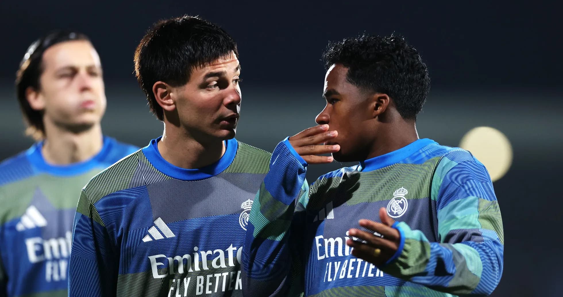 Two players discussing during training session Two players discussing during training session