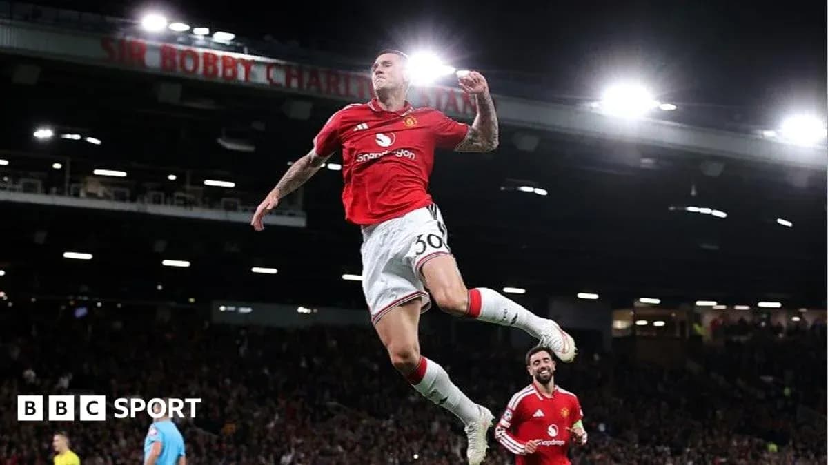 Manchester United player celebrating a goal at Old Trafford Manchester United player celebrating a goal at Old Trafford
